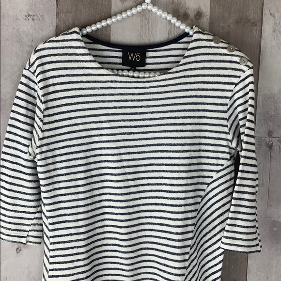 Anthropologie W5 white and navy striped tunic size Small - Picture 6 of 7